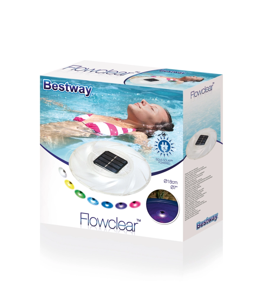 LUCE SOLARE GALLEGGIANTE  PER PISCINA BESTWAY MULTICOLOR DIAMETRO 18 CM -  COD. 58111